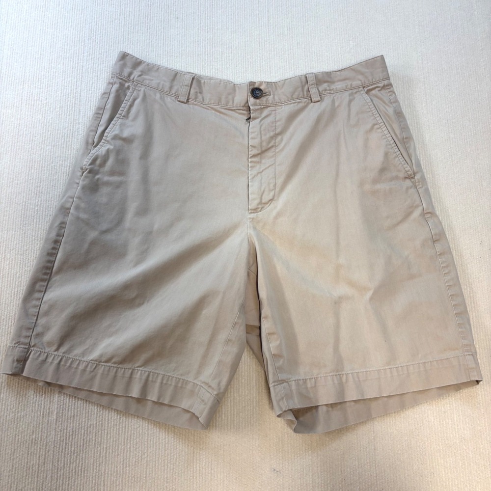 Brooks Brothers 346 Mens‎ Khaki Chino Shorts Size 32 Cotton Flat Front Tan